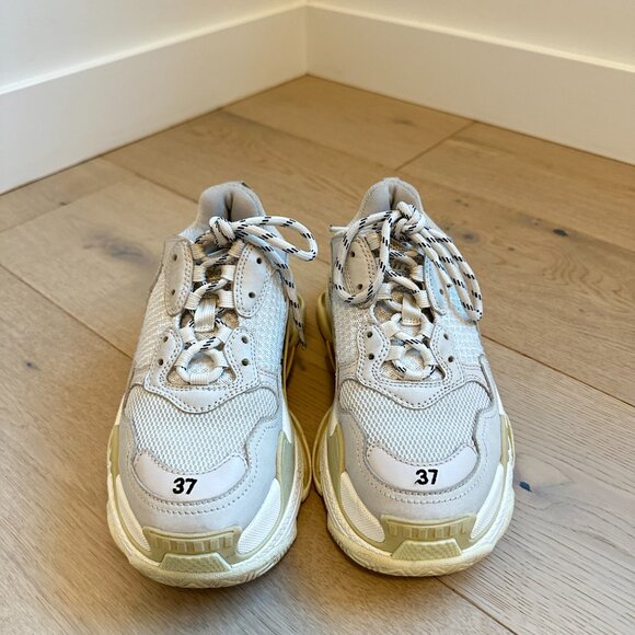 Balenciaga White Chunky Triple S Trainers Sz 37 - Picture 2 of 4